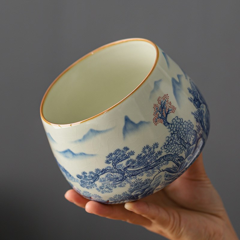 陶瓷烟灰缸d中容量 家用客厅高深防飞灰 装饰多功能茶渣废水垃圾