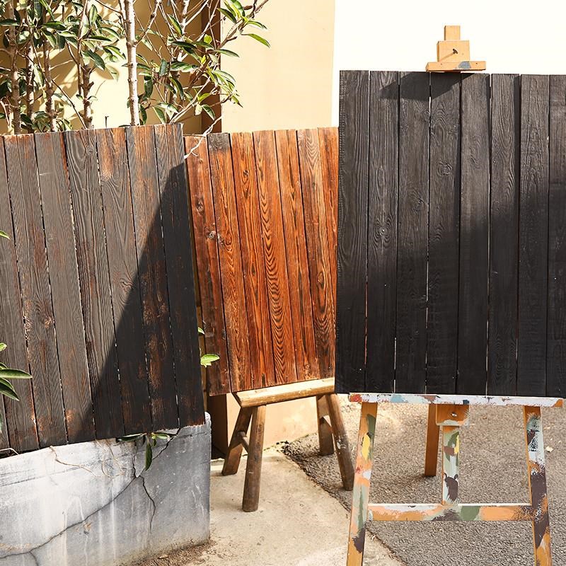 谷美拍照道具木板复古碳化木做旧真实摄影背景板老旧美食拍摄布置