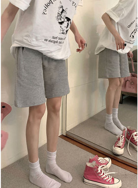 孕妇短裤女外穿春夏季薄款纯棉y五分裤时尚灰色休闲阔腿裤运动裤