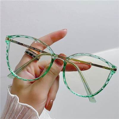 网红1pcs Retro Anti Blue Ray Computer Glasses Women Round Ey