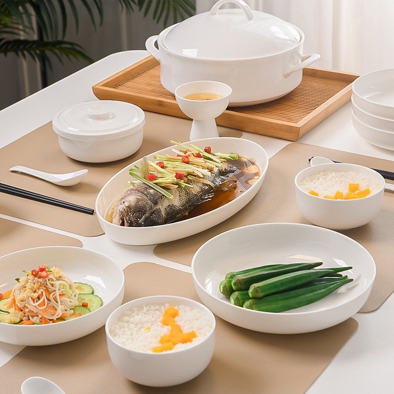 高颜值家b用中式乔迁碗碟餐具套装碗盘家用骨瓷餐具套装简约