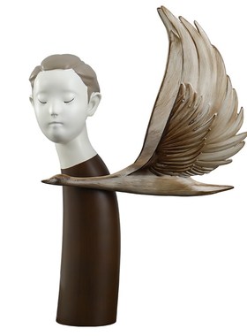 现代简约侘寂风创意大雁人物摆件家居客厅L玄关软装饰品样板间摆