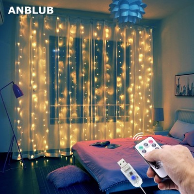 速发LED Curtain Garland on the Window USB String Lights Fair