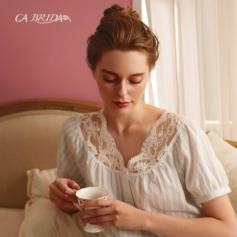 cabrida【商场同款】嘉德丽亚睡衣春夏新品睡裙甜美简约蕾丝连衣