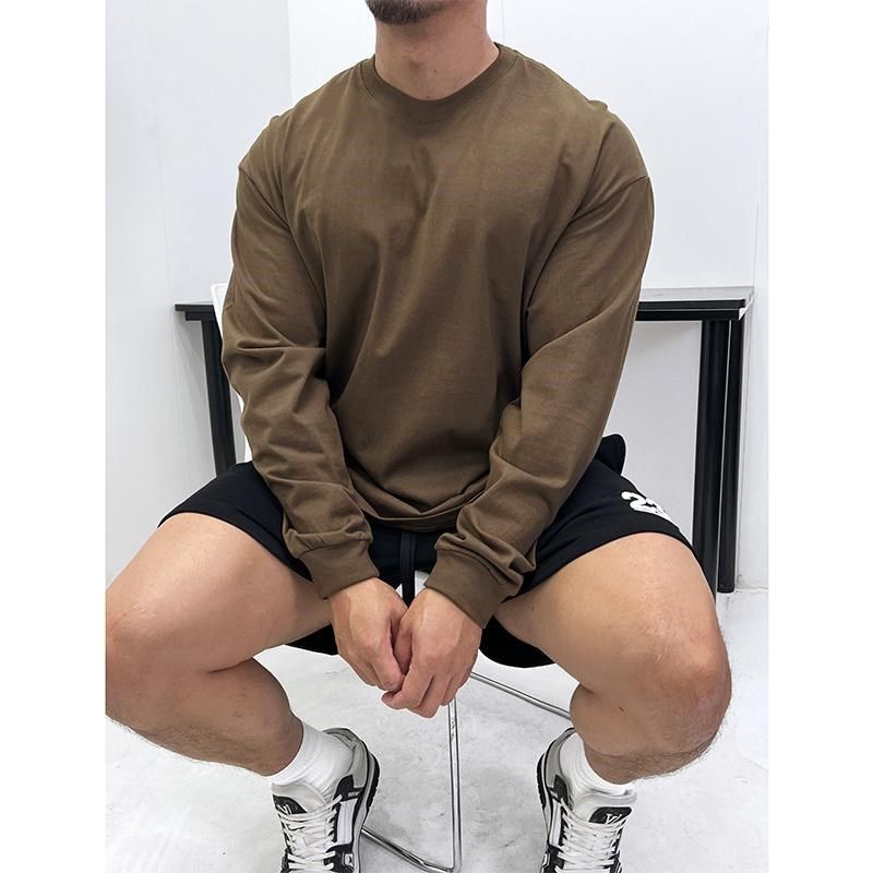 微廓形!宽松显壮长袖T恤打底外穿小领口肌肉男优良成衣春秋潮,男装,T恤,淘宝优惠券,粉丝福利购,淘宝优惠卷