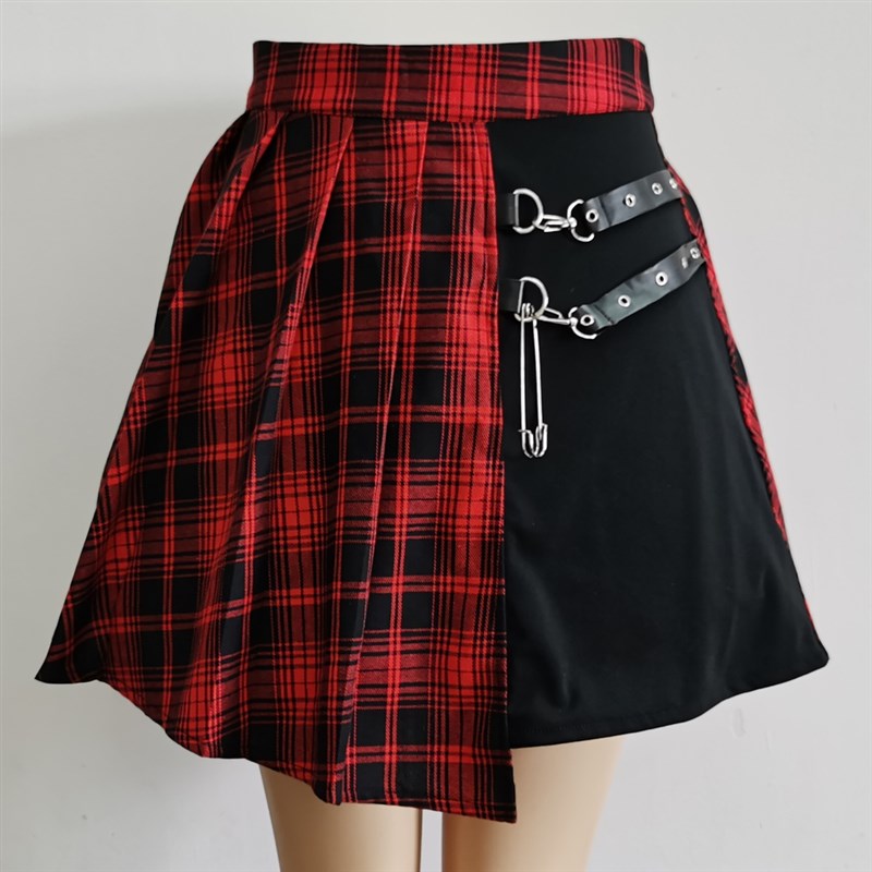 推荐Womens Harajuku Punk Irregular Mini Pleated Skater Skirt