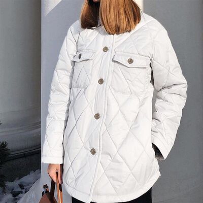 推荐Malina Argyle Casual Buttons Parkas Women Fashion Turn D