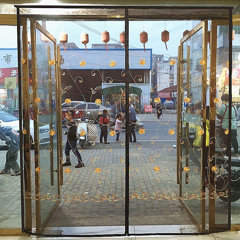 夏季防蚊门帘定制大门免打孔 饭店纱窗超市玻璃大门窗沙软纱门