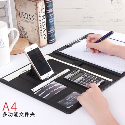 文件夹多功能a4定制p开单本写字夹板文具皮质销售经理夹谈单本室