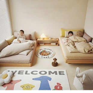 儿童床全实木蒙氏地台无床头公主女孩卧室小男孩1米5悬浮地板单人