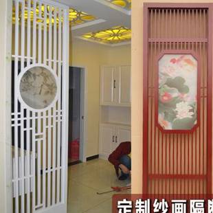 推荐 新中式 镂空隔断实木烤漆雕花板玄关半透纱画通花板客厅密度板