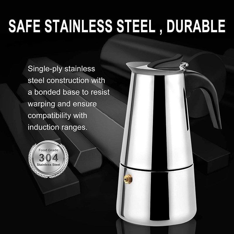 Stainless Steel Moka Coffee Pot Espresso Percolator Portable