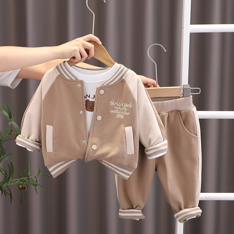 男童秋装套装2023新款宝宝春季洋派棒球服三件套1-3岁5儿童春秋潮