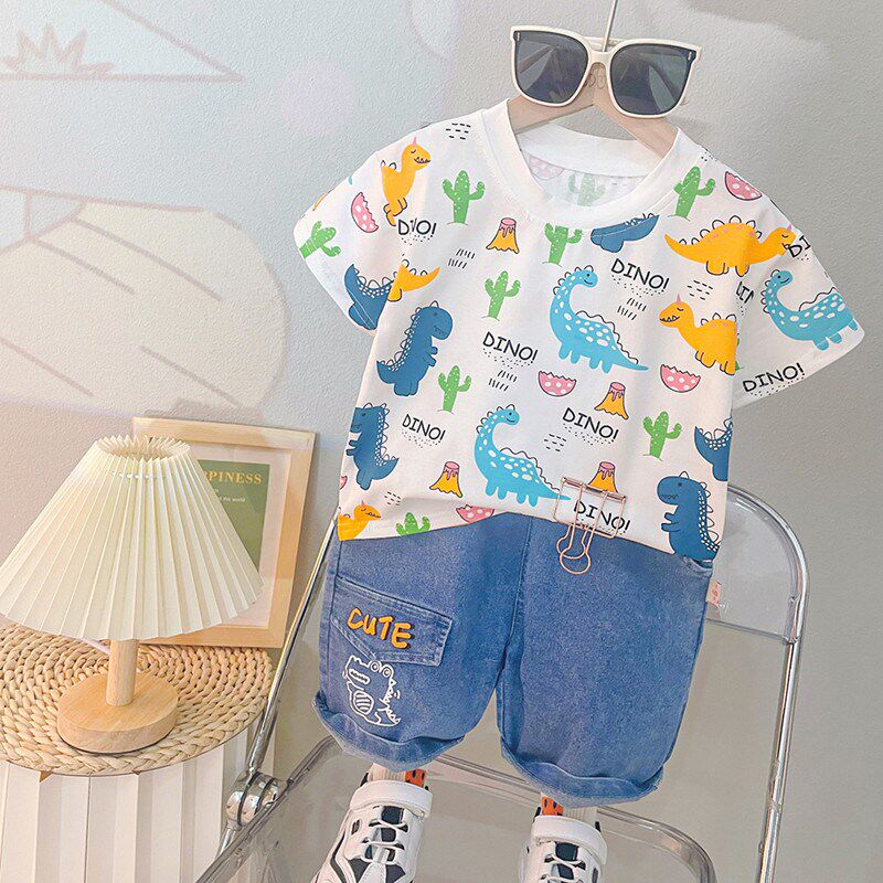 男童夏季套装2024新款潮酷帅儿童夏装男孩帅气时髦婴儿两件套夏款