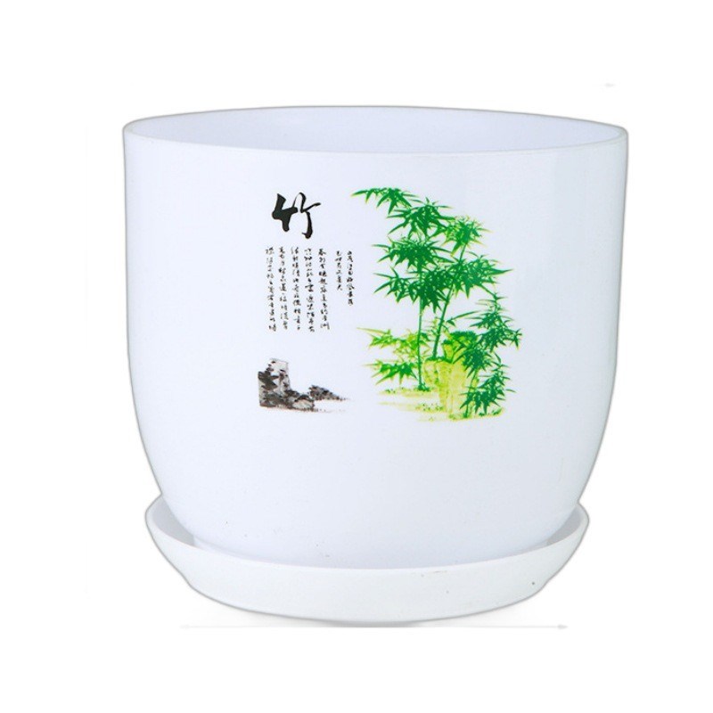 现货仿陶白瓷PP树脂特大号梅兰竹菊盆室内盆栽简约碗莲多肉君子兰