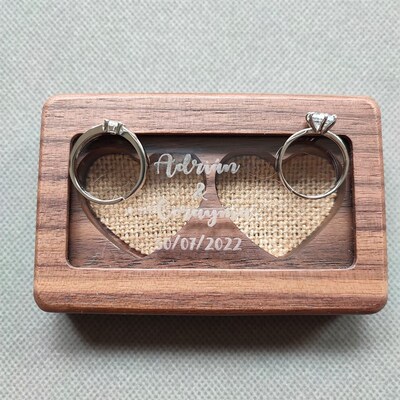 Personalized Wedding Ring Box Wooden Wedding Ring Bearer Box