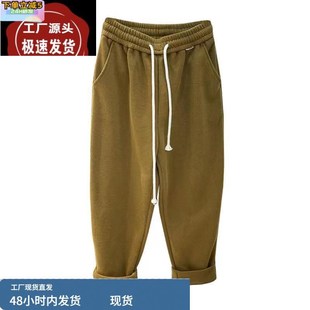 休闲哈伦裤 加绒运动裤 加厚老爹裤 阔腿宽松卫裤 女外穿秋冬2023新款