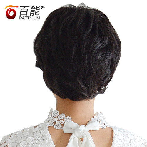 全手织妈妈整顶头套 真发老人直发真发短发女士中老年假发