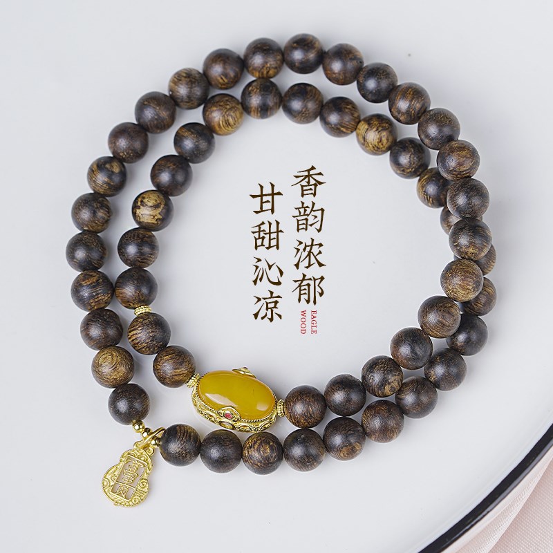 文莱沉香沉水级单圈手串满油星洲小奇楠多圈国潮风手W链送女友礼