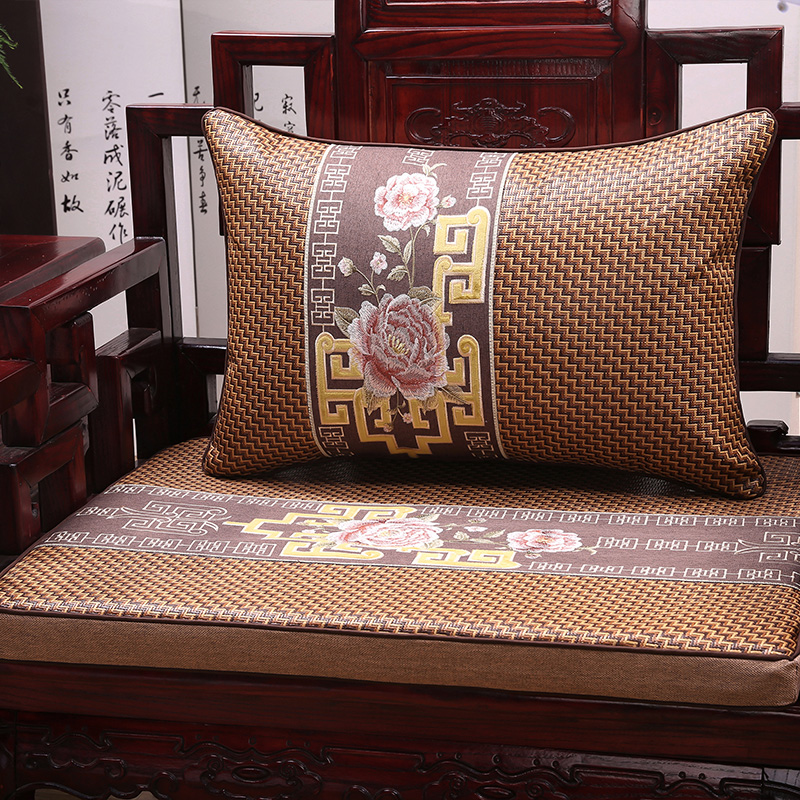 红木沙发坐垫夏季藤席夏天罗汉床凉垫防滑现代中式坐垫拆洗定做