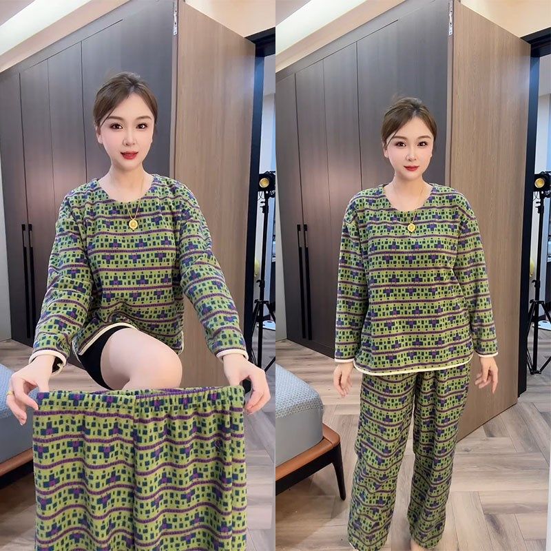冬季新款休闲条纹洋气大码长袖睡衣女网红时尚宽松保暖家居服套装,女士内衣/男士内衣/家居服,睡衣/家居服套装,淘宝优惠券,粉丝福利购,淘宝优惠卷