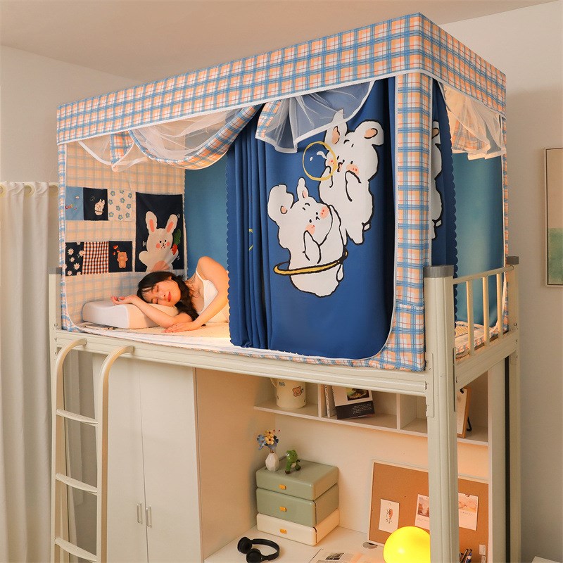 加厚强遮光学生宿舍床帘蚊帐支架一体式寝室单人上铺下铺窗帘床幔