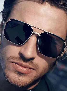 热销New sunglasses men's retro square sunglasses tendy glass