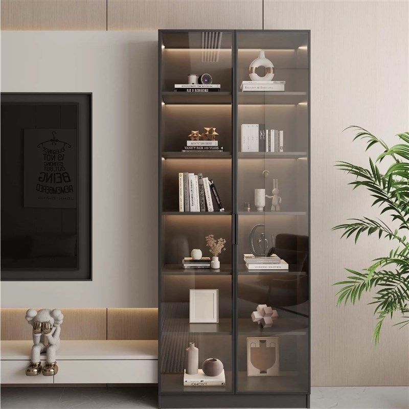 2025新款现代简约轻奢玻璃门展示柜客厅卧室收纳储物柜子书架定做,住宅家具,家用陈列柜,淘宝优惠券,粉丝福利购,淘宝优惠卷