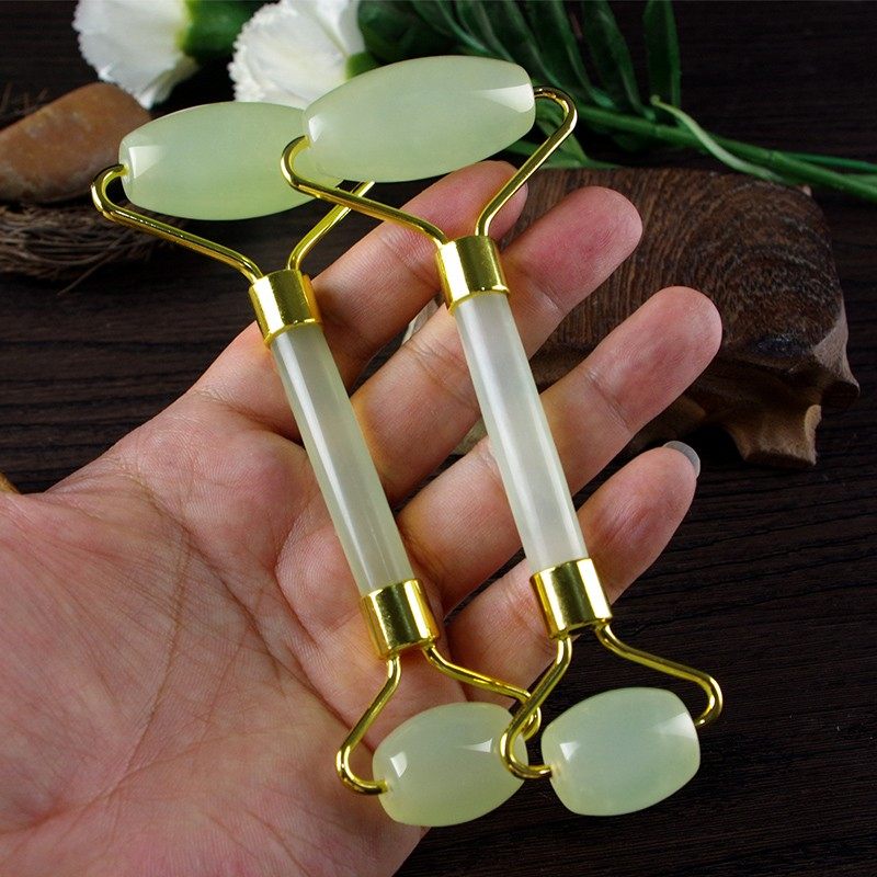 天然玉石脸部滚轮按摩器面u部眼部拨筋美容提拉紧致推脸玉轮滚脸