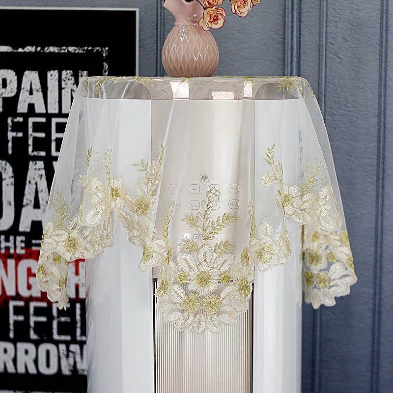 空调盖布圆柱形空调柜机立式罩防尘顶部盖巾蕾丝刺绣清新开机不取