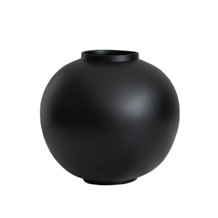 新中式现代简约大肚黑色陶罐花瓶高级感陶瓷摆件客厅干花插花花器