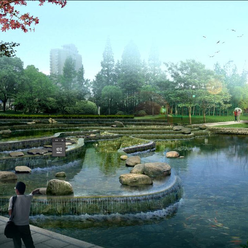 景观园林设计庭院绿化规划设计鸟瞰图3d效果图设计