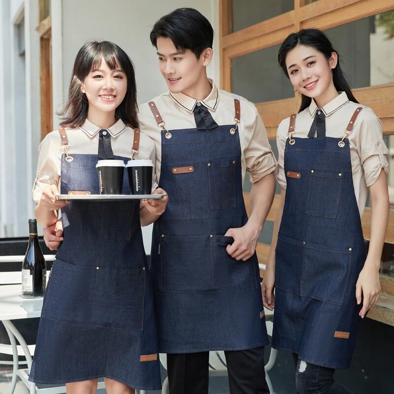 帆布围裙logo印字家用厨房餐饮广告围腰女奶茶店工作服男