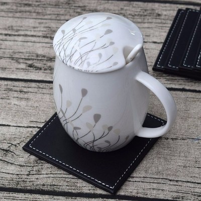 6pcs/set Double-deck square Leather Coasters Set Placemat of