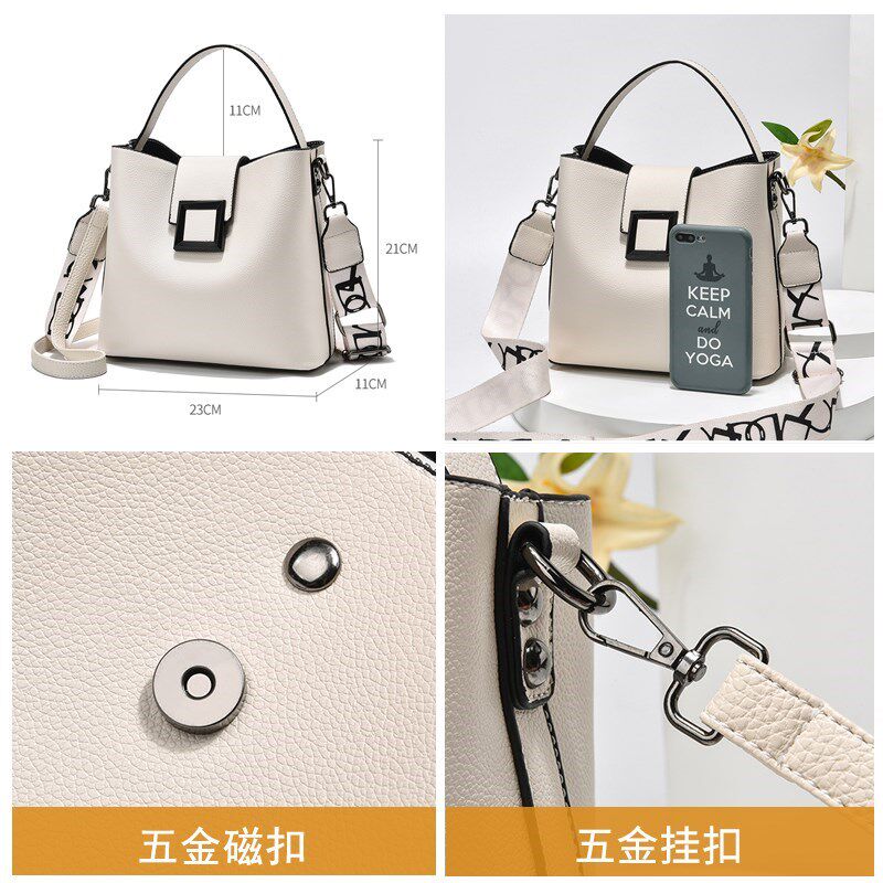 时尚女士小包包夏季新款韩版潮百搭手提宽带水桶包个性单肩斜挎包