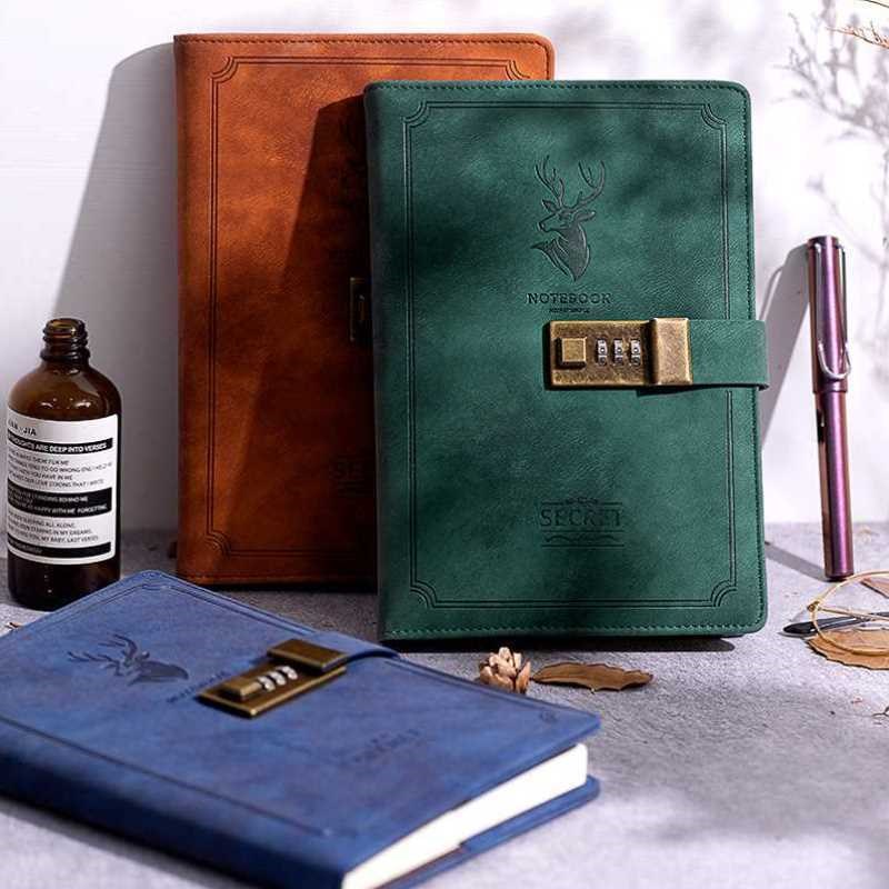 日记本女生秘密带锁手账本男生版小学生男孩笔记本子加厚加大密码