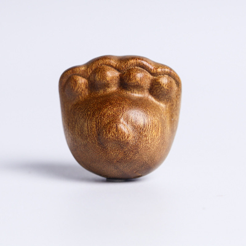 小叶桢楠猫头吊l坠挂件 金丝楠木小猫爪钥匙扣配饰钥匙链木质吊