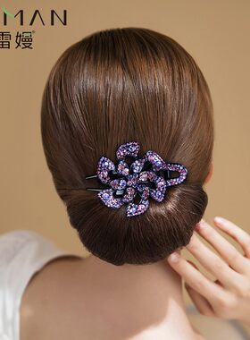 水钻压夹大号盘发花朵抓夹成人百搭头饰品马尾盘发器淑女发夹头卡
