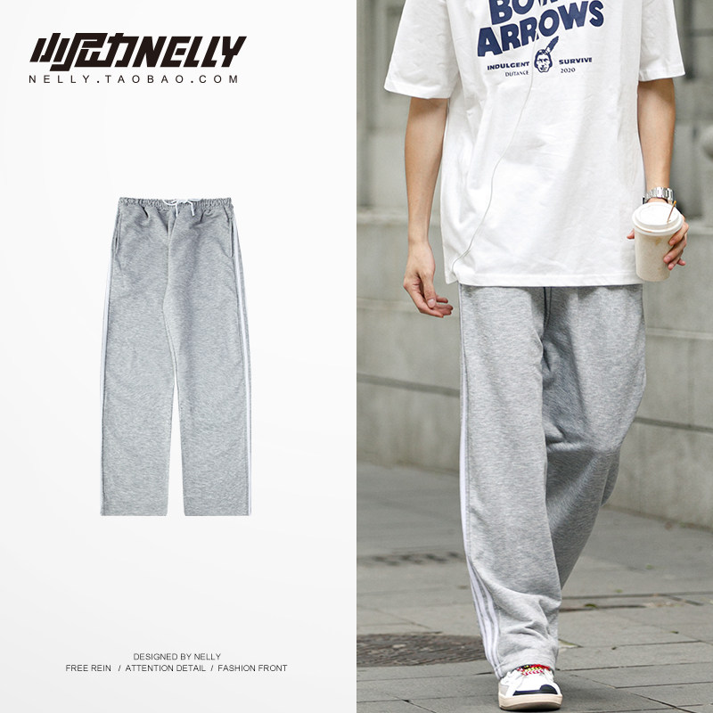 灰色宽松运动厚棉裤男潮流休闲长裤子大尺码束脚春夏季春薄款胖子
