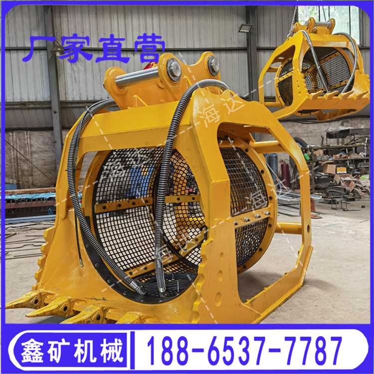 。大型滚筒砾土i石分离机砂石筛斗 洗沙筛沙斗筛石P 挖土机旋转筛