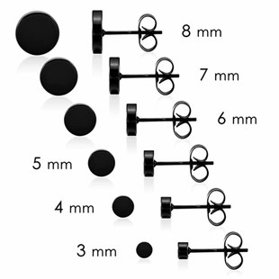 12Mm Steel Studs Men Round Stainless Black Ear 推荐 1Pair