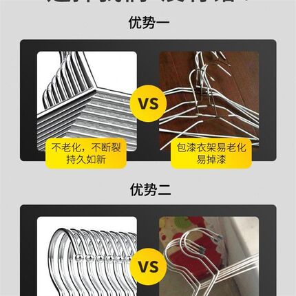 加厚家用加硬卧室挂钩儿童衣架子晾衣撑挂衣加粗30不锈钢衣架4