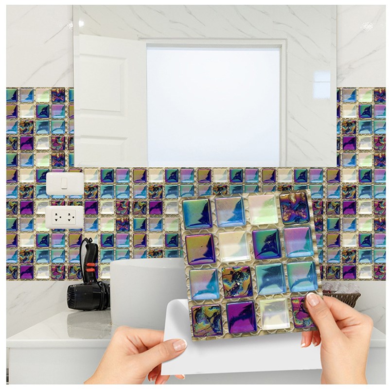 极速10pc 3d Crystal Tile Stickers Diy Waterproof Self-adhesi