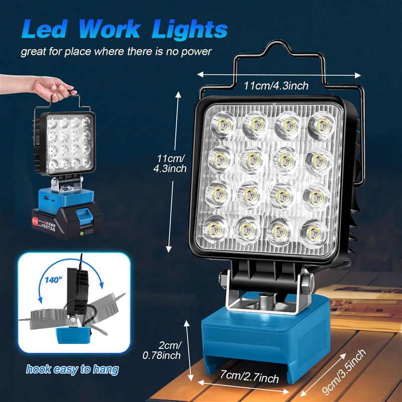 速发24W/48W Cordless LED Work Light for Makita Brightness Re