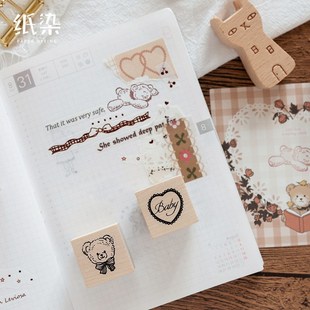 Wood Vintage Woo Diary Girl 新品 Cartoon Bear DIY Craft Stamp