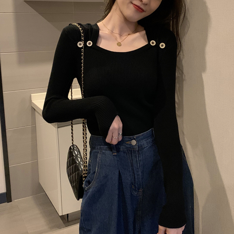 2021新款春秋季女n韩版上衣修身显瘦长袖打底针织衫秋冬内搭毛衣