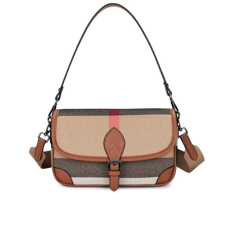 帆布包包2023新款高级感时尚百搭格纹女包腋下包宽肩带单肩斜挎包,箱包皮具/热销女包/男包,小方包,淘宝优惠券,粉丝福利购,淘宝优惠卷