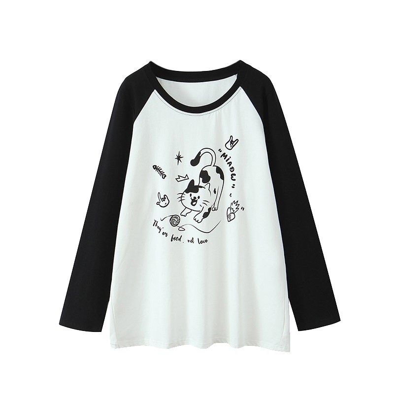 春秋宽松撞色长袖打底衫大码女装200斤胖mm百搭减龄插肩袖t恤内搭,女装/女士精品,大码内搭,淘宝优惠券,粉丝福利购,淘宝优惠卷