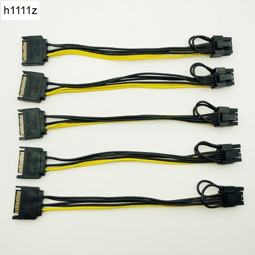 5PCS New 15pin SATA  to 8pin(6+2) PCI-E Power Supply Cable 2