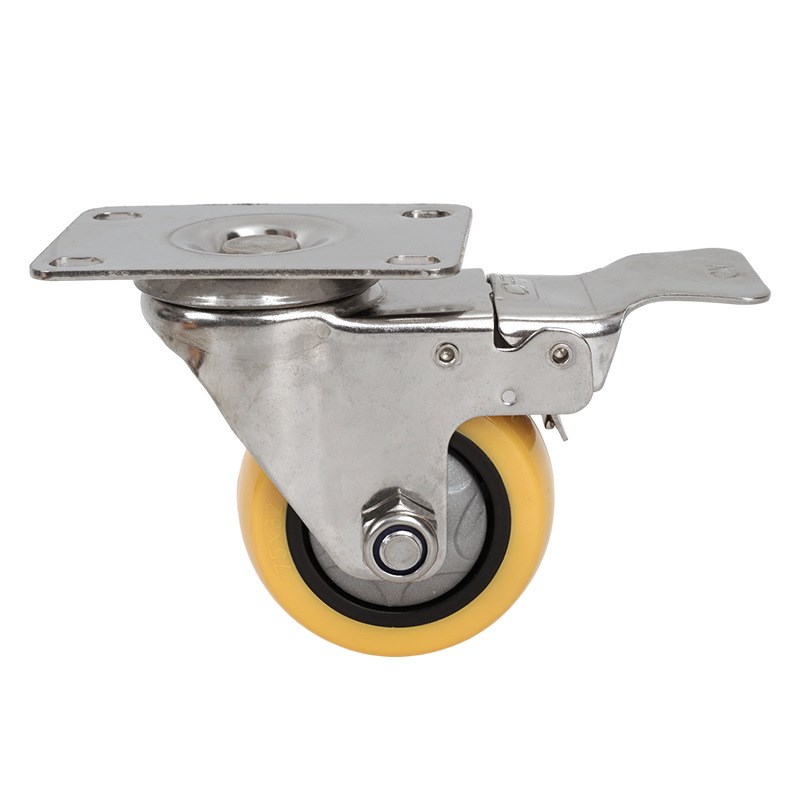 304不锈钢脚轮i1.5寸2寸3寸4寸5寸尼龙白PP枣红轮橡胶聚氨酯万向